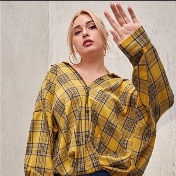 yellow plaid blouse